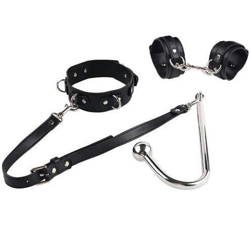 Hook Beaded Anal with Collar and Elegant Cuffs 5334 0326